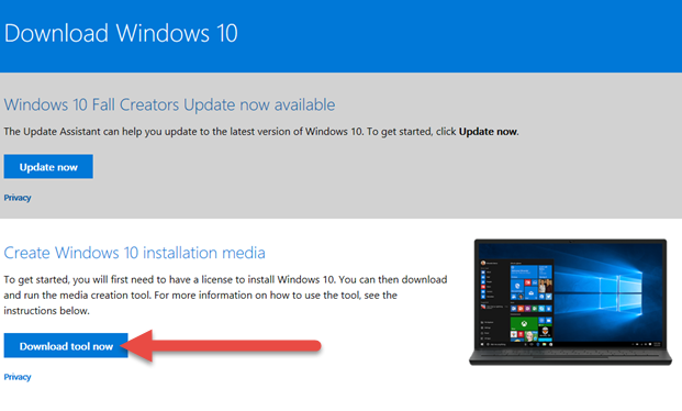 download the windows 10 media creation tool from microsoft