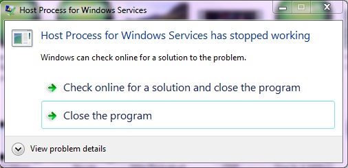 Fix Host Process for Windows Services has Stopped Working