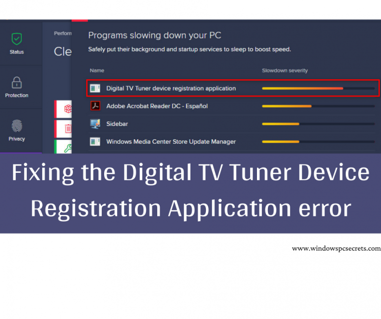 Fixing the Digital TV Tuner Device Registration Application error ?